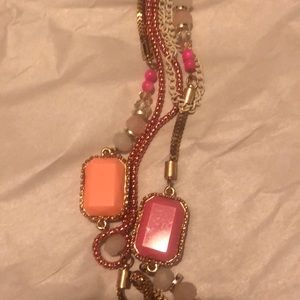 Long, bright 3 chained necklace